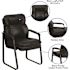 Black Isla Leather Soft Executive Side Reception Chair with Padded Arms and Sled Base, Modern Upholstered Side Chair