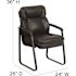 Black Isla Leather Soft Executive Side Reception Chair with Padded Arms and Sled Base, Modern Upholstered Side Chair