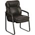 Black Isla Leather Soft Executive Side Reception Chair with Padded Arms and Sled Base, Modern Upholstered Side Chair