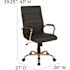 Flash Furniture Whitney High Back Faux Leather Swivel Ergonomic Office Chair in Black/Gold Frame with Arms