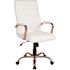 Flash Furniture Whitney High Back Faux Leather Swivel Ergonomic Office Chair in White/Rose Gold Frame with Arms