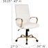 Flash Furniture Whitney High Back Faux Leather Swivel Ergonomic Office Chair in White/Gold Frame with Arms