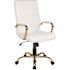 Flash Furniture Whitney High Back Faux Leather Swivel Ergonomic Office Chair in White/Gold Frame with Arms