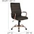 Flash Furniture Whitney High Back Faux Leather Swivel Ergonomic Office Chair in Black/Rose Gold Frame with Arms
