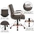 Flash Furniture Whitney Mid-Back Faux Leather Swivel Ergonomic Office Chair in Black/Rose Gold Frame with Arms