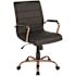 Flash Furniture Whitney Mid-Back Faux Leather Swivel Ergonomic Office Chair in Black/Rose Gold Frame with Arms