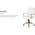 Flash Furniture Whitney Faux Leather Mid-Back Gold Frame Ergonomic Executive Swivel Office Chair in White with Arms
