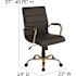 Flash Furniture Whitney Mid-Back Faux Leather Swivel Ergonomic Executive Office Chair in Black/Gold Frame with Arms