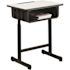 Carnegy Avenue Billie 23.6" Grey/Black Metal Student Desk with Open Front and Adjustable Height Pedestal Frame