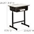 Carnegy Avenue Billie 23.6" Grey/Black Metal Student Desk with Open Front and Adjustable Height Pedestal Frame