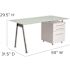 Carnegy Avenue 59 in. Rectangular Frosted Top/White 3 Drawer Computer Desk with File Storage