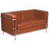 Flash Furniture 57 in. Cognac Faux Leather 2-Seater Loveseat with Stainless Steel Frame