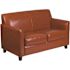 Flash Furniture 52 in. Cognac Faux Leather 2-Seat Loveseat with Square Arms