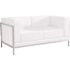 Carnegy Avenue 57 in. Melrose White Faux Leather 2-Seat Loveseat with Stainless Steel Frame