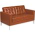 Carnegy Avenue 57 in. Cognac Faux Leather 2-Seater Loveseat with Square Arms