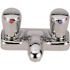 Zurn AquaSpec Metering Faucet, Deck Mount, 0.5 GPM Vandal-Resistant Pressure-Compensating Spray, Push-Button Handles, Chrome