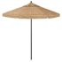 7.5 ft. Bronze Aluminum Drape Umbrella with Cocoa Braided Binding and Valance in Linen Sesame Sunbrella Fabric