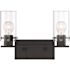 Nuvo Lighting Sommerset 15 in. 2-Light Matte Black Vanity Light with Clear Glass Shades