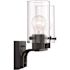 Nuvo Lighting Sommerset 15 in. 2-Light Matte Black Vanity Light with Clear Glass Shades