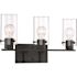 Nuvo Lighting Sommerset 21 in. 3-Light Matte Black Vanity Light with Clear Glass Shades
