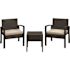 BALKENE HOME Bern 3-Piece Wicker Patio Conversation Set with Beige Cushions