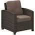 BALKENE HOME Miles Stationary Wicker Outdoor Lounge Chair with Beige Cushion