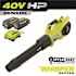40V HP Brushless Whisper Series 190 MPH 730 CFM Cordless Battery Jet Fan Leaf Blower with (2) 4.0 Ah Batteries & Charger