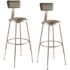 National Public Seating 25 in. - 33 in. Height Adjustable Heavy Duty Grey Vinyl Padded Steel Stool with Backrest (2-Pack)