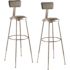 National Public Seating 32 in. - 39 in. Height Adjustable Heavy Duty Grey Vinyl Padded Steel Stool with Backrest (2-Pack)