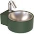 13 in. Stainless Steel 1-Compartment Commercial Wall Mount ADA Hand Wash Station, Sensor Operated J-Spout, Green Basin