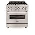 ZLINE Kitchen and Bath 30 in. 4 Burner Dual Fuel Range with Brass Burners in Stainless Steel