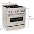 ZLINE Kitchen and Bath 30 in. 4 Burner Dual Fuel Range with Brass Burners in Stainless Steel