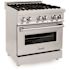 ZLINE Kitchen and Bath 30 in. 4 Burner Dual Fuel Range with Brass Burners in Stainless Steel