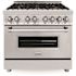 ZLINE Kitchen and Bath 36 in. 6 Burner Dual Fuel Range with Brass Burners in Stainless Steel