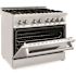ZLINE Kitchen and Bath 36 in. 6 Burner Dual Fuel Range with Brass Burners in Stainless Steel