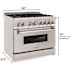 ZLINE Kitchen and Bath 36 in. 6 Burner Dual Fuel Range with Brass Burners in Stainless Steel