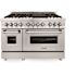 ZLINE Kitchen and Bath 48 in. 7 Burner Double Oven Dual Fuel Range with Brass Burners in Stainless Steel