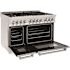 ZLINE Kitchen and Bath 48 in. 7 Burner Double Oven Dual Fuel Range with Brass Burners in Stainless Steel