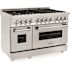 ZLINE Kitchen and Bath 48 in. 7 Burner Double Oven Dual Fuel Range with Brass Burners in Stainless Steel
