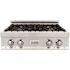 ZLINE Kitchen and Bath 30 in. 4 Burner Front Control Gas Cooktop with Brass Burners in Stainless Steel