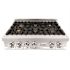 ZLINE Kitchen and Bath 36 in. 6 Burner Front Control Gas Cooktop with Brass Burners in Stainless Steel