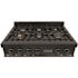 ZLINE Kitchen and Bath 36 in. 6 Burner Front Control Gas Cooktop with Brass Burners in Black Stainless Steel