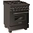 ZLINE Kitchen and Bath 24 in. 4 Burner Dual Fuel Range with Brass Burners in Black Stainless Steel
