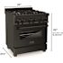 ZLINE Kitchen and Bath 30 in. 4 Burner Dual Fuel Range with Brass Burners in Black Stainless Steel