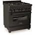 ZLINE Kitchen and Bath 30 in. 4 Burner Dual Fuel Range with Brass Burners in Black Stainless Steel