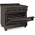 ZLINE Kitchen and Bath 36 in. 6-Burner Dual Fuel Range with Brass Burners in Black Stainless Steel