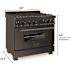 ZLINE Kitchen and Bath 36 in. 6-Burner Dual Fuel Range with Brass Burners in Black Stainless Steel