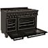 ZLINE Kitchen and Bath 48 in. 7 Burner Double Oven Dual Fuel Range with Brass Burners in Black Stainless Steel