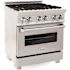 30 in. Legacy Dual Fuel Range with Gas Cooktop and Electric Oven in Satin Stainless Steel with 4 Brass Burners
