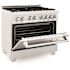 36 in. Legacy Dual Fuel Range with Gas Cooktop and Electric Oven in Satin Stainless Steel with 6 Brass Burners